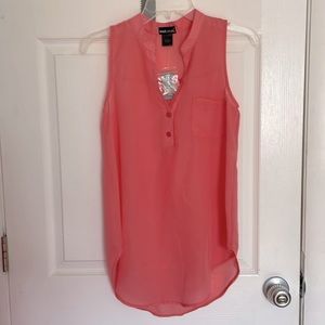 Wet Seal Sleeveless Sheer Coral Top